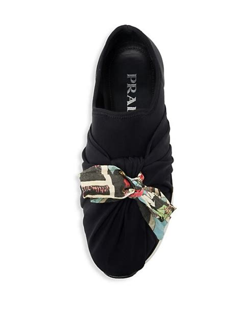 Shop Prada Ribbon Neoprene Sneakers 